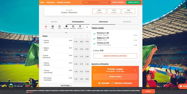 Captura de pantalla de www.leovegas.es apuestas